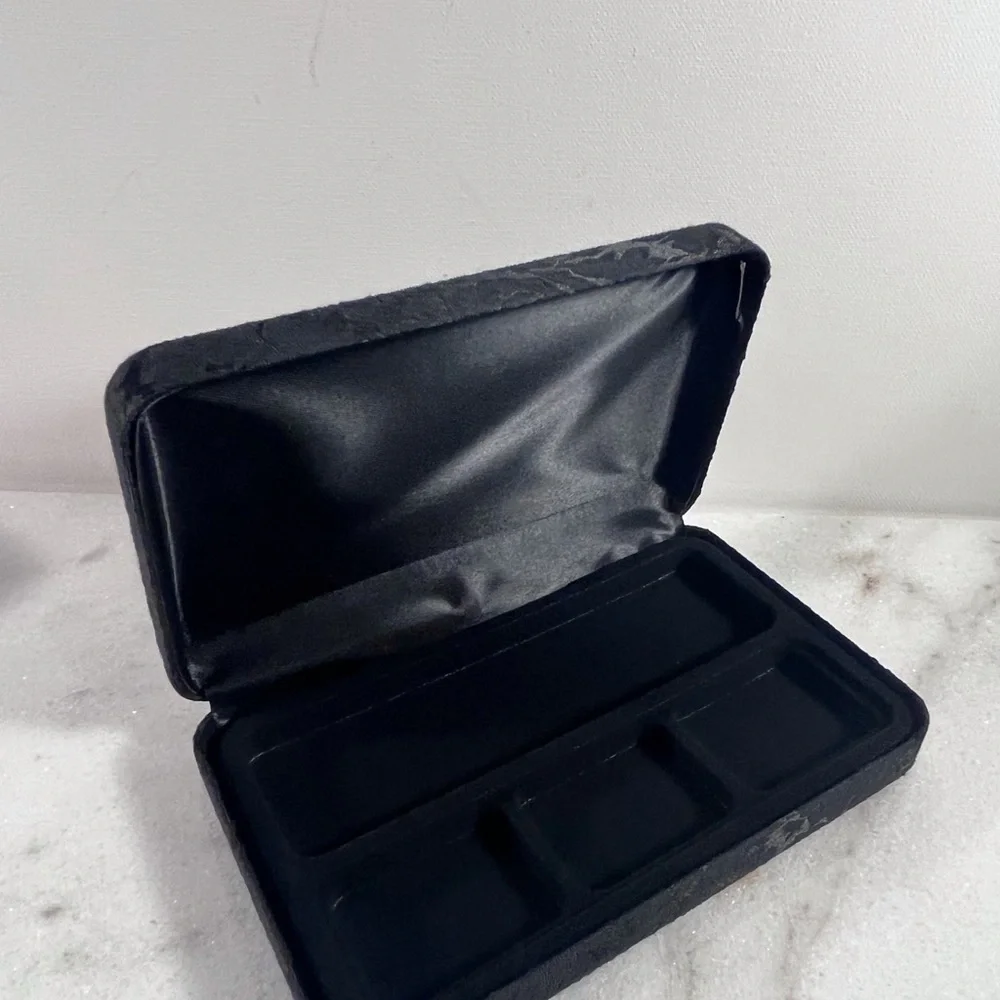 Vintage black floral fabric jewelry box, keepsake box